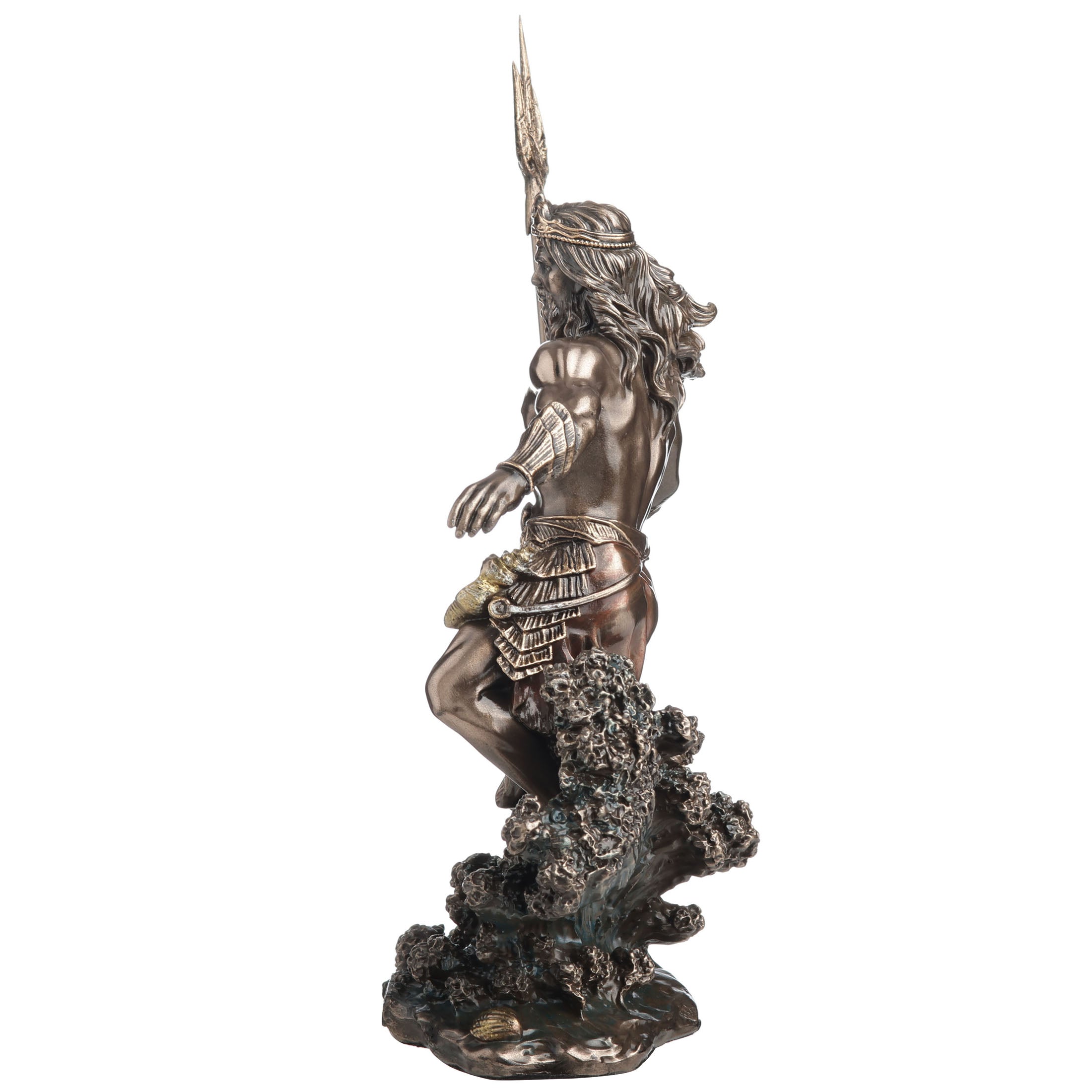 Poseidon Holding Trident Standing on Waves Figurine