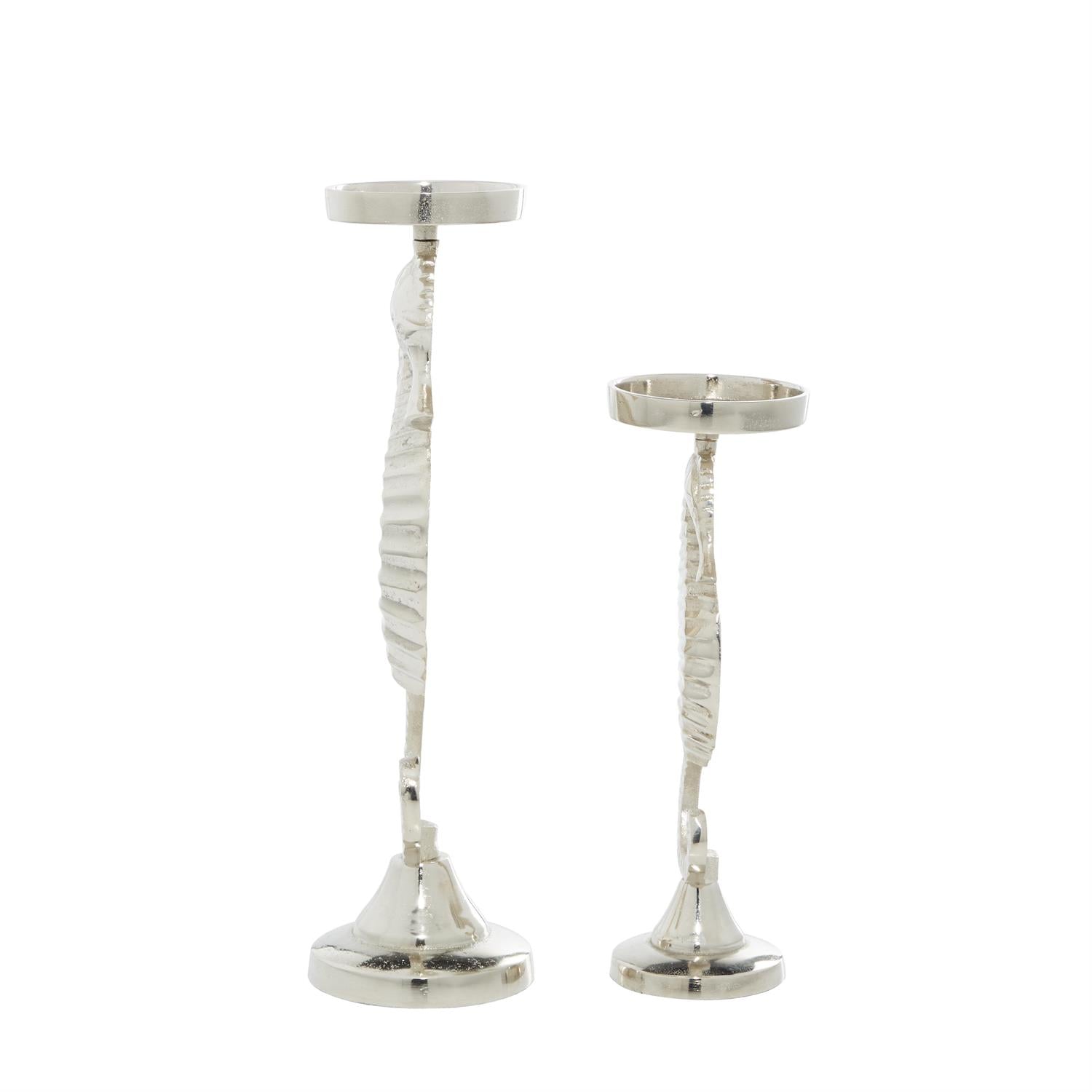 Silver Aluminum Seahorse Candle Holders